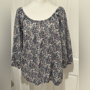 J. Crew x Liberty of London Floral Print Women's Cotton Peasant-Style Top Sz L